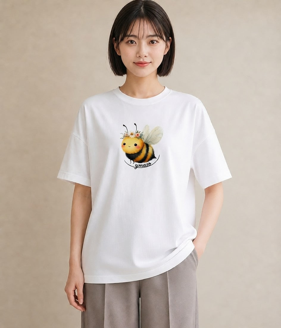 プリントTシャツ レディース ハニー 食べ物 フード イラスト シンプル 週末コーデ 敬老の日 白T