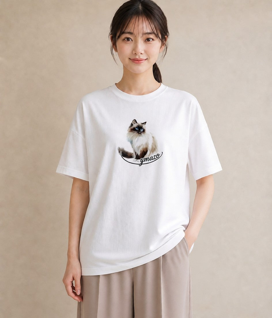 Tシャツ レディース ペルシャ 猫 ねこ イラスト ポップ ホワイトデー 春服 白T