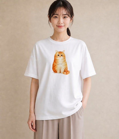 デザインTシャツ レディース マンチカン 猫 ねこ イラスト 韓国風 送別ギフト 通勤 白T