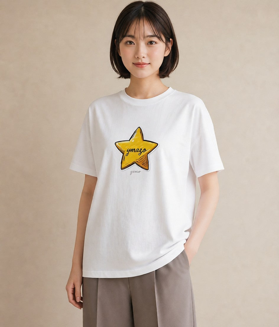 プリントTシャツ レディース 流れ星 星空 宇宙 イラスト アート風 帰省 ラフ 白T