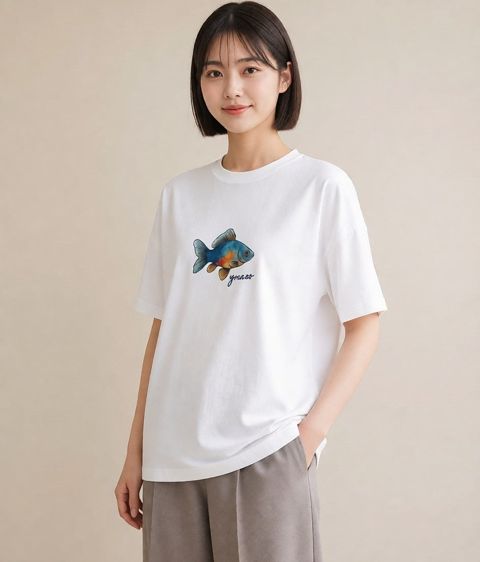 Tシャツ レディース ベタ ペット 動物 イラスト 旅行用 海 白T