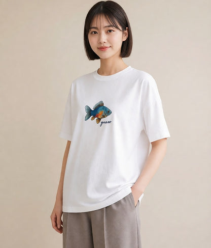 Tシャツ レディース ベタ ペット 動物 イラスト 旅行用 海 白T
