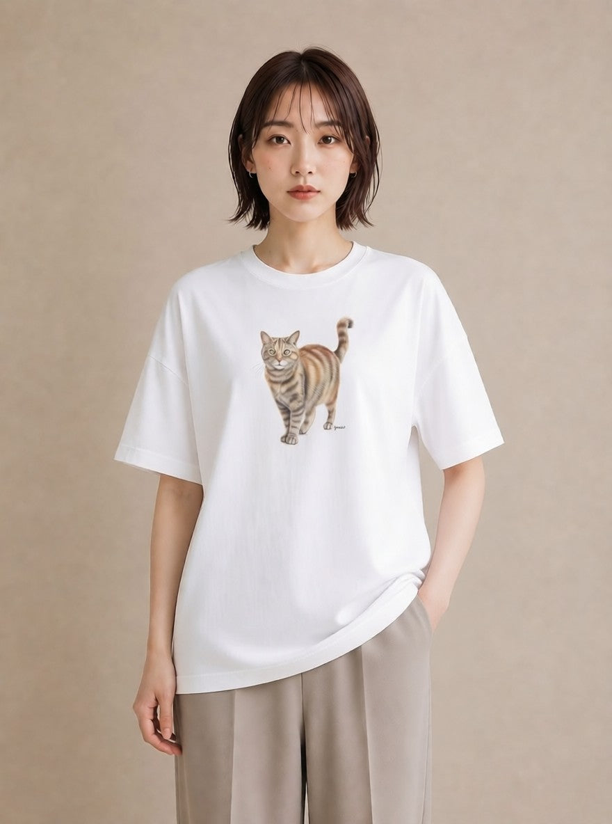 Tシャツ レディース 猫 ねこ イラスト ゆるかわ デート 帰省 白T