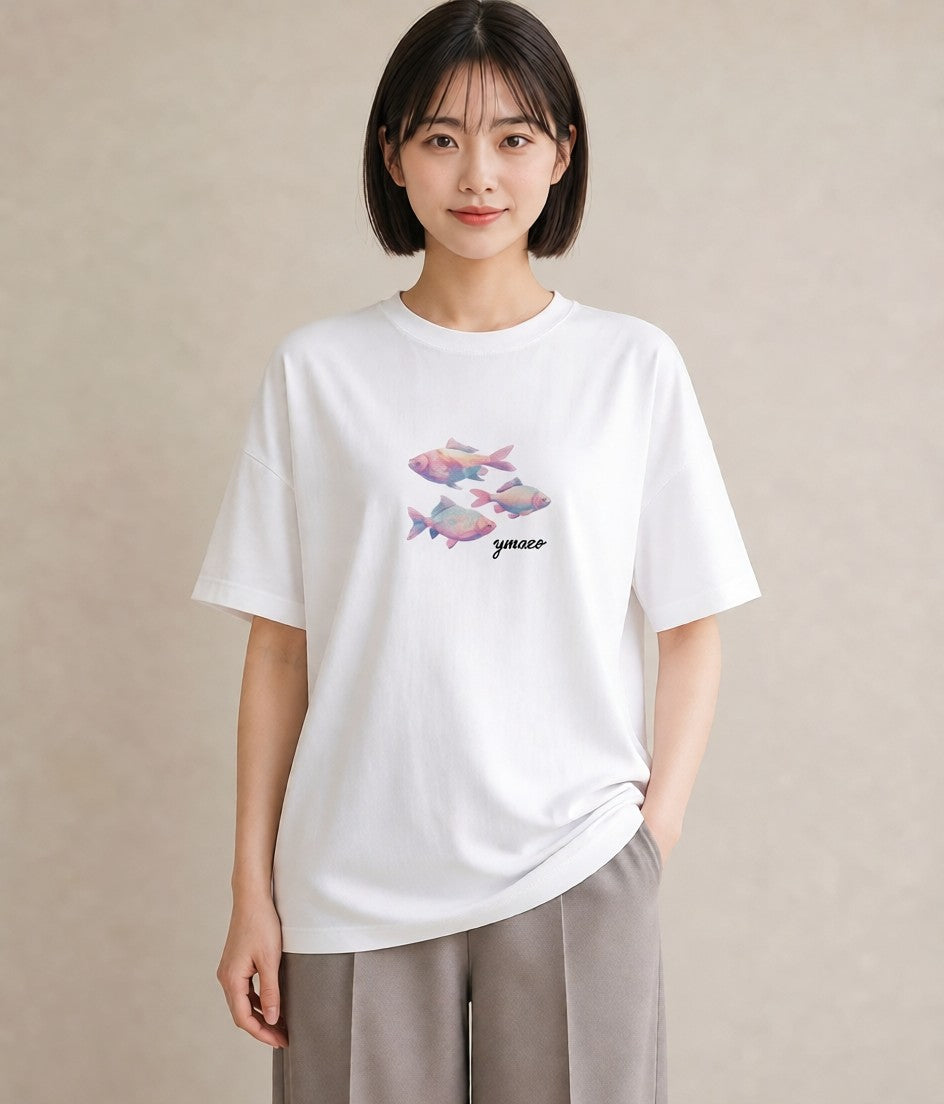 半袖Tシャツ レディース マンボウ 海の生き物 海 イラスト ユニーク 週末コーデ 敬老の日 白T
