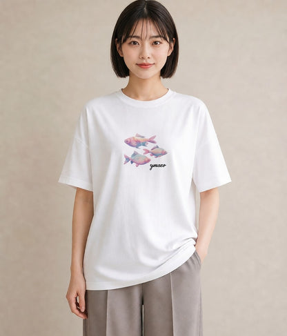 半袖Tシャツ レディース マンボウ 海の生き物 海 イラスト ユニーク 週末コーデ 敬老の日 白T