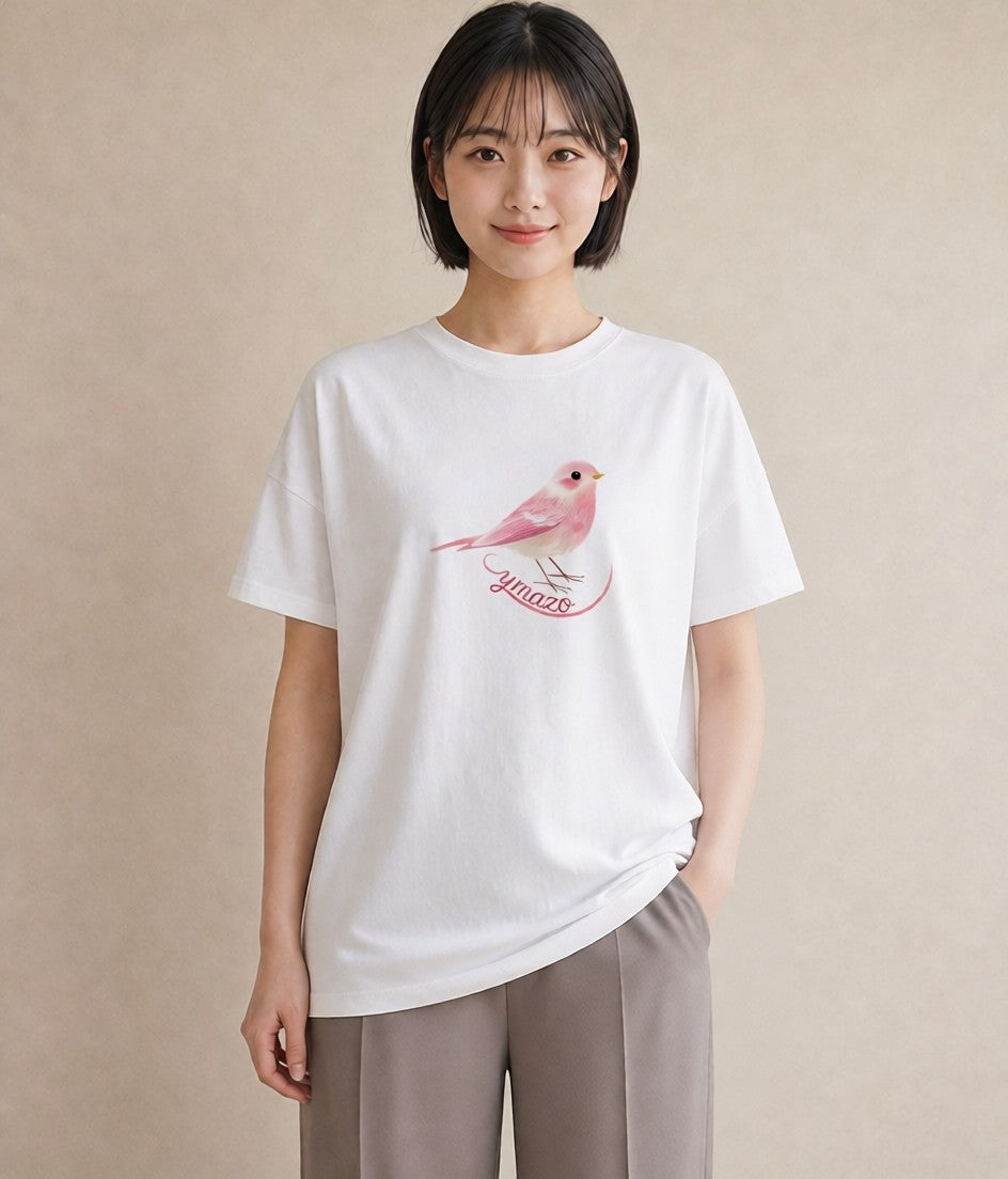 Tシャツ レディース 白文鳥 ペット 動物 イラスト ラフ ミセス 春コーデ 白T