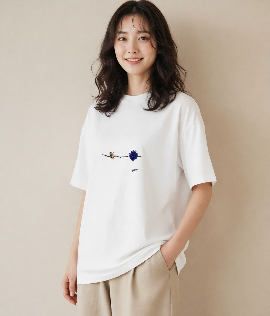 グラフィックTシャツ レディース ガラス瓶 小枝 ボタニカル ナチュラル アンティーク イラスト 普段使い 普段着 週末コーデ 白T
