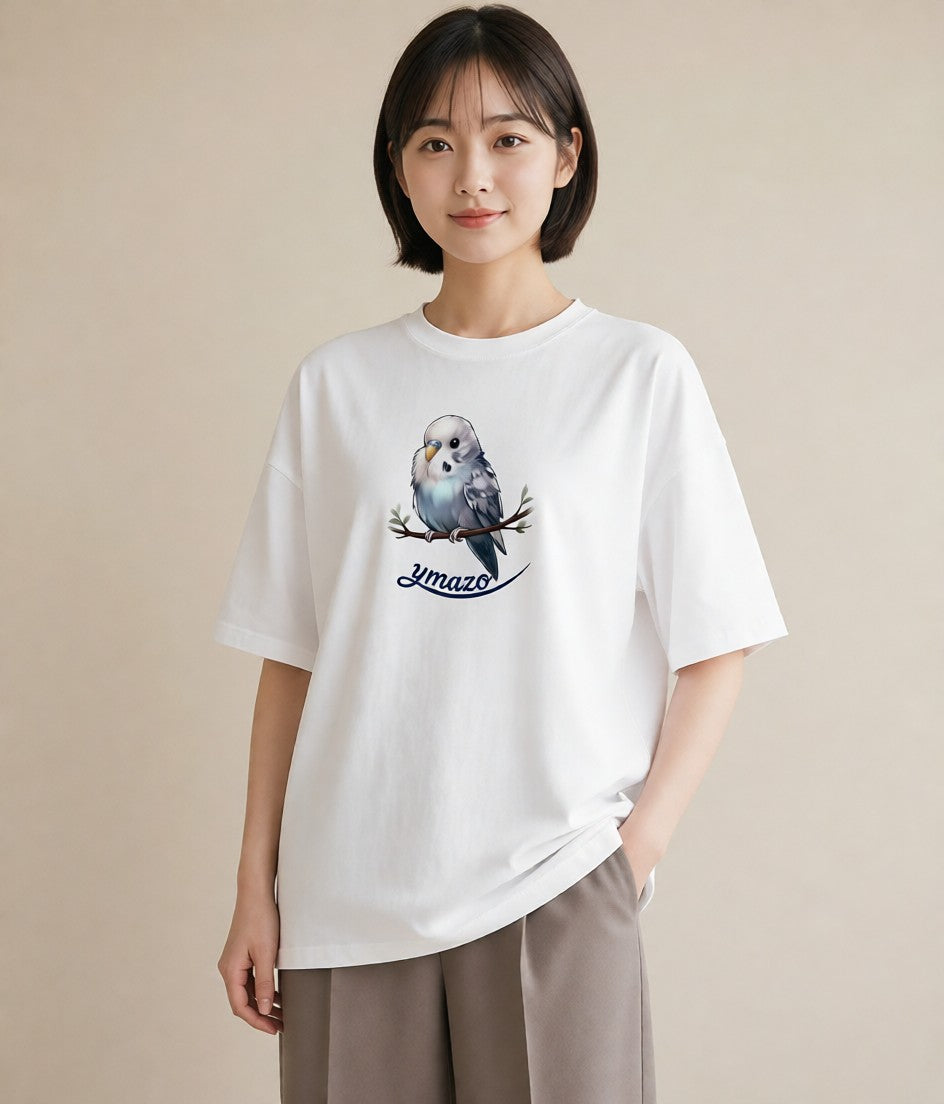 グラフィックTシャツ レディース 遠い家と鳥 風景 鳥 ナチュラル アンティーク イラスト 普段使い 海 カフェ巡り 白T
