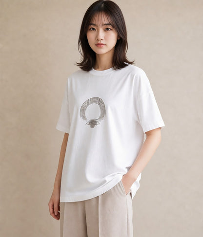 半袖Tシャツ レディース 紙の船 水辺 ナチュラル アンティーク イラスト 個性的 20代 カジュアルコーデ 白T