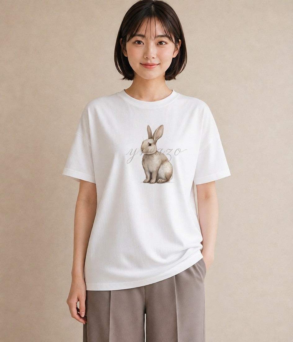 半袖Tシャツ レディース チンチラ ペット 動物 イラスト きれいめカジュアル 夏コーデ 通学 白T