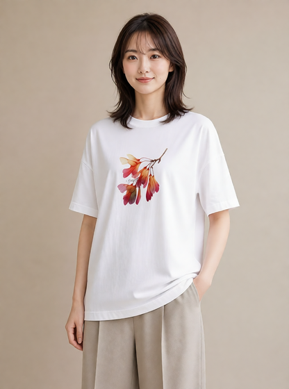 Tシャツ レディース 彼岸花 花 花柄 イラスト 上品 通学 誕生日プレゼント 白T