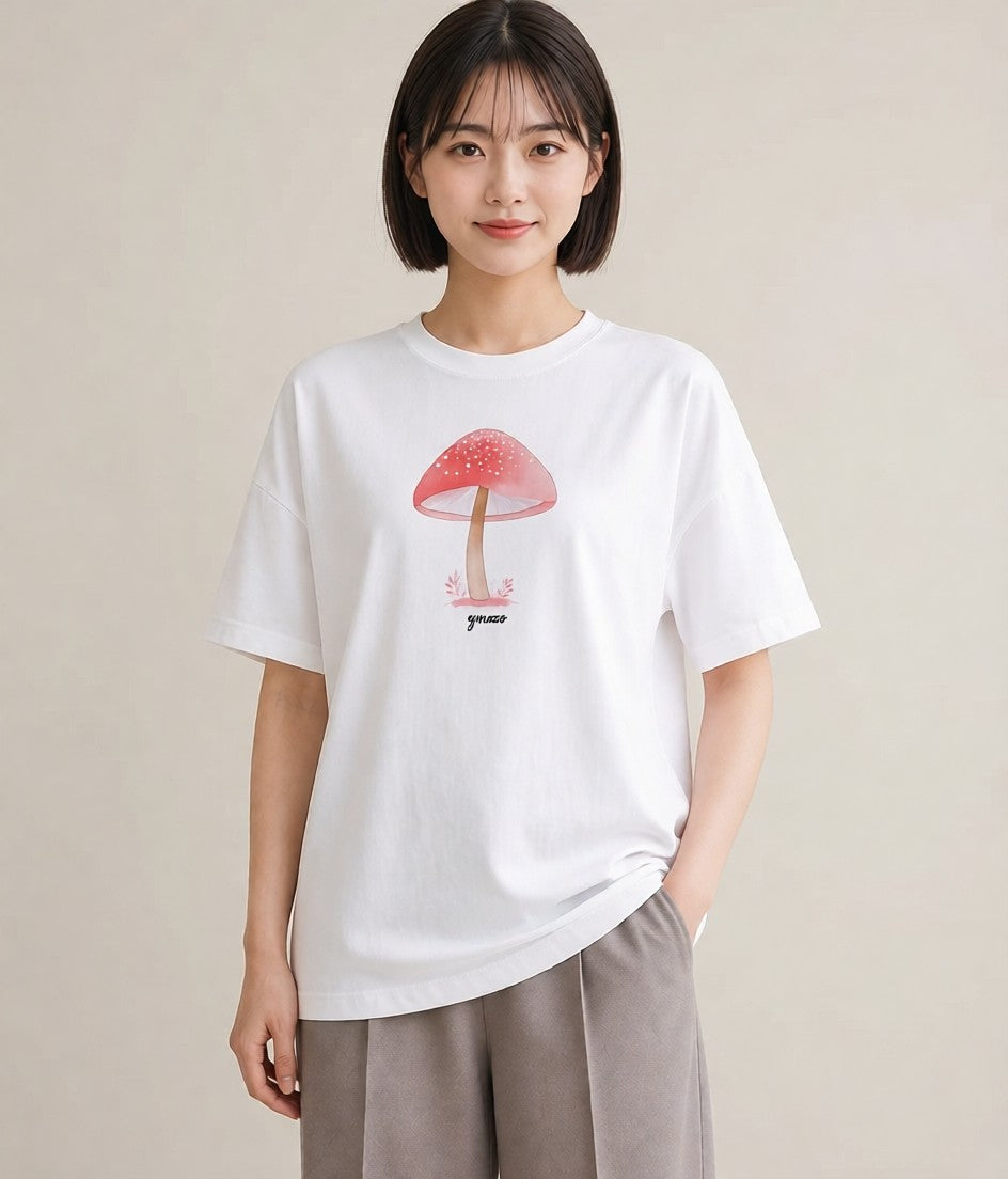 プリントTシャツ レディース 傘 水たまり 雨 ナチュラル アンティーク イラスト ガーリー デート 帰省 白T