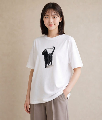 デザインTシャツ レディース シャム 猫 ねこ イラスト 淡色 デイリーウェア 休日 白T