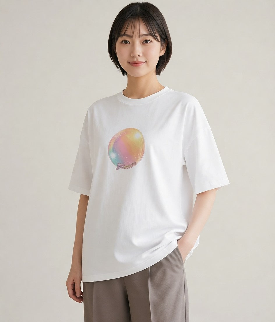 半袖Tシャツ レディース わたあめ 食べ物 フード イラスト 個性的 クリスマス 旅行 白T