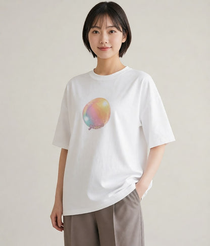 半袖Tシャツ レディース わたあめ 食べ物 フード イラスト 個性的 クリスマス 旅行 白T