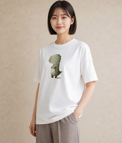 プリントTシャツ レディース カバ 動物 アニマル イラスト ママ カフェ服 白T