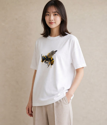 半袖Tシャツ レディース みつばち 昆虫 虫 イラスト こなれ感 姉妹 送別ギフト 白T