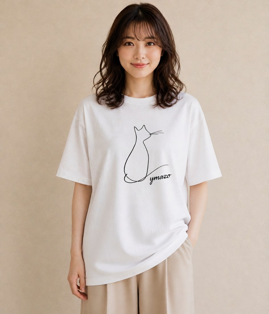 デザインTシャツ レディース 猫 ねこ ネコ イラスト ナチュラル 誕生日プレゼント 綿100 白T