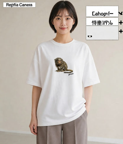 Tシャツ レディース ロボロフスキー ペット 動物 イラスト ヴィンテージ風 通勤 在宅 白T