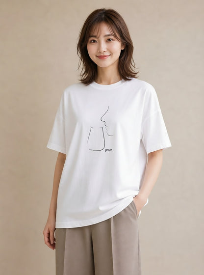 半袖Tシャツ レディース 香水 香水瓶 パフューム イラスト 抜け感 20代 カジュアルコーデ 白T