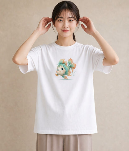 半袖Tシャツ レディース カクレクマノミ 海の生き物 海 イラスト こなれ感 ママ カフェ服 白T