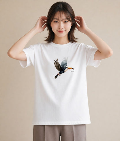 デザインTシャツ レディース ハシビロコウ 動物 アニマル イラスト 韓国風 夏コーデ 通学 白T
