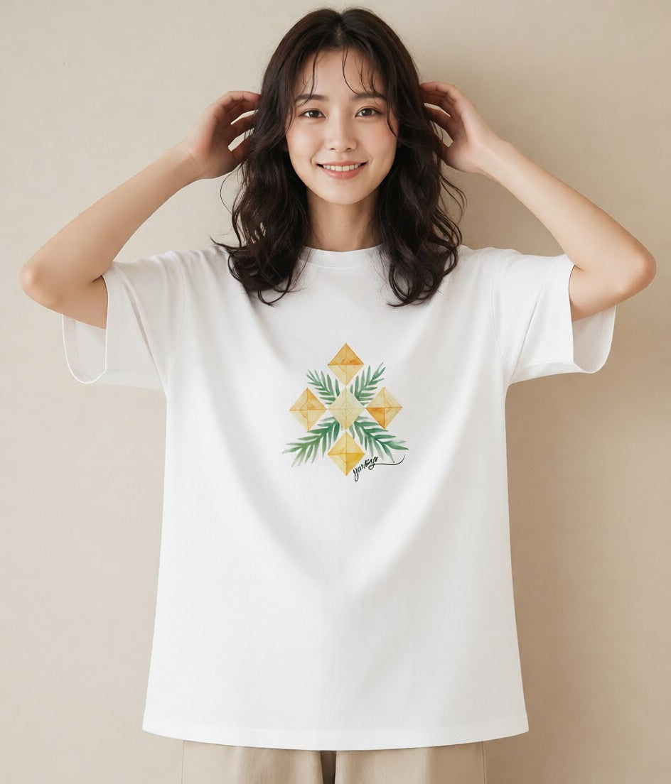 Tシャツ レディース 雪の結晶 星空 宇宙 イラスト ポップ カフェ巡り 女子会 白T