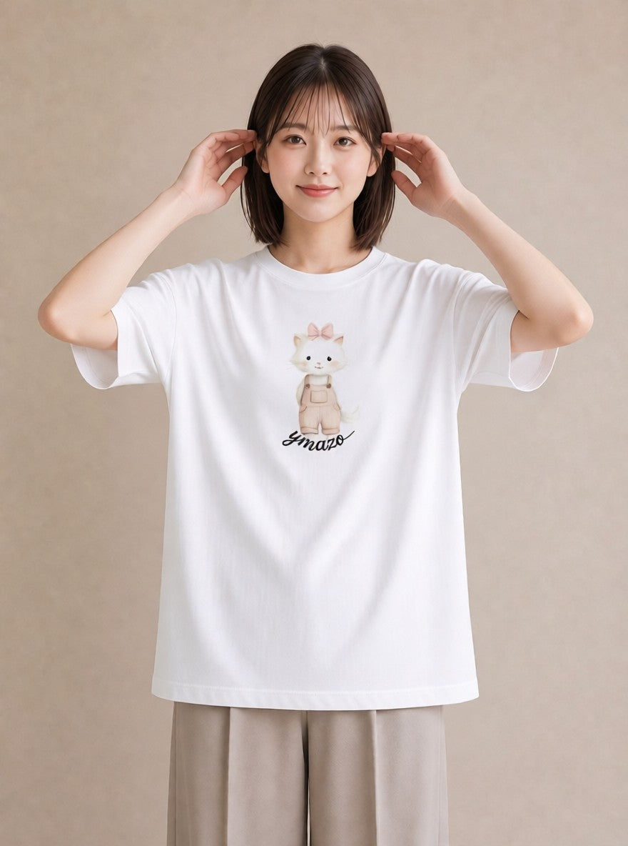Tシャツ レディース ラグドール 猫 ねこ イラスト モード 夏コーデ 通学 白T