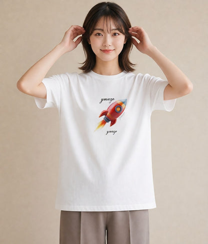 Tシャツ レディース ロケット 星空 宇宙 イラスト シック 公園 ママ 白T