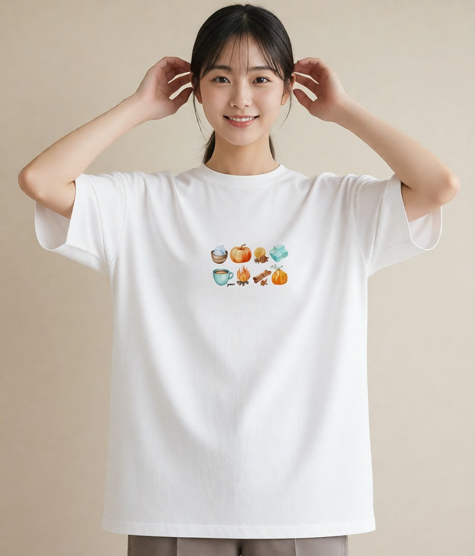 プリントTシャツ レディース 実り 植物 ボタニカル イラスト 個性的 カフェ服 クリスマス 白T