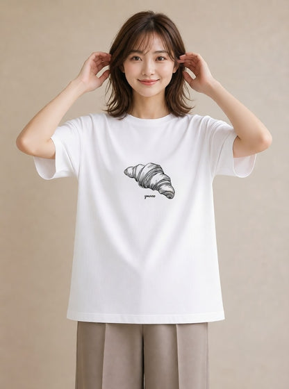 プリントTシャツ レディース パン ベーカリー レトロ イラスト 抜け感 母娘コーデ 自分用 白T