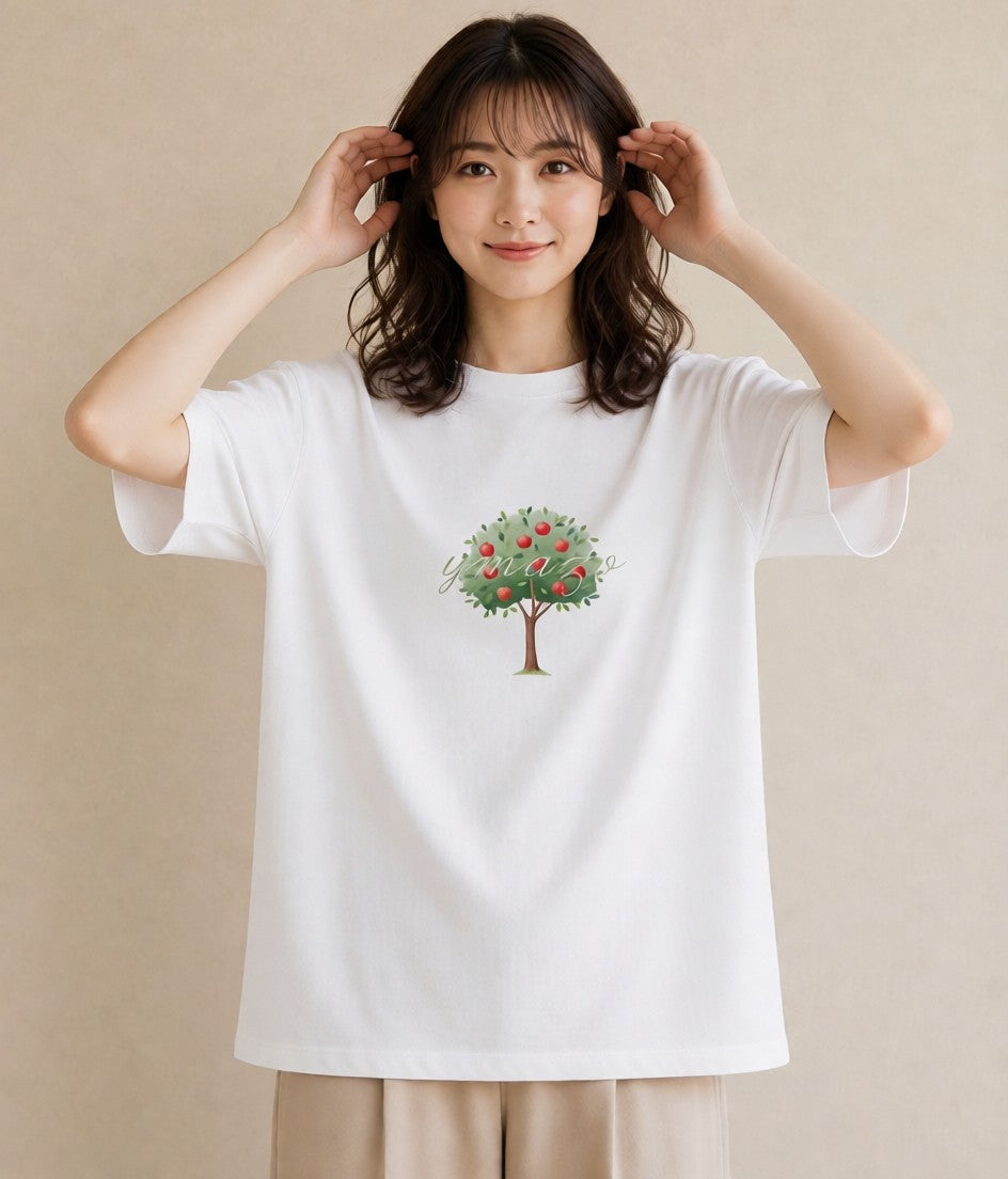 グラフィックTシャツ レディース 木 植物 ボタニカル イラスト カフェ服 クリスマス 白T