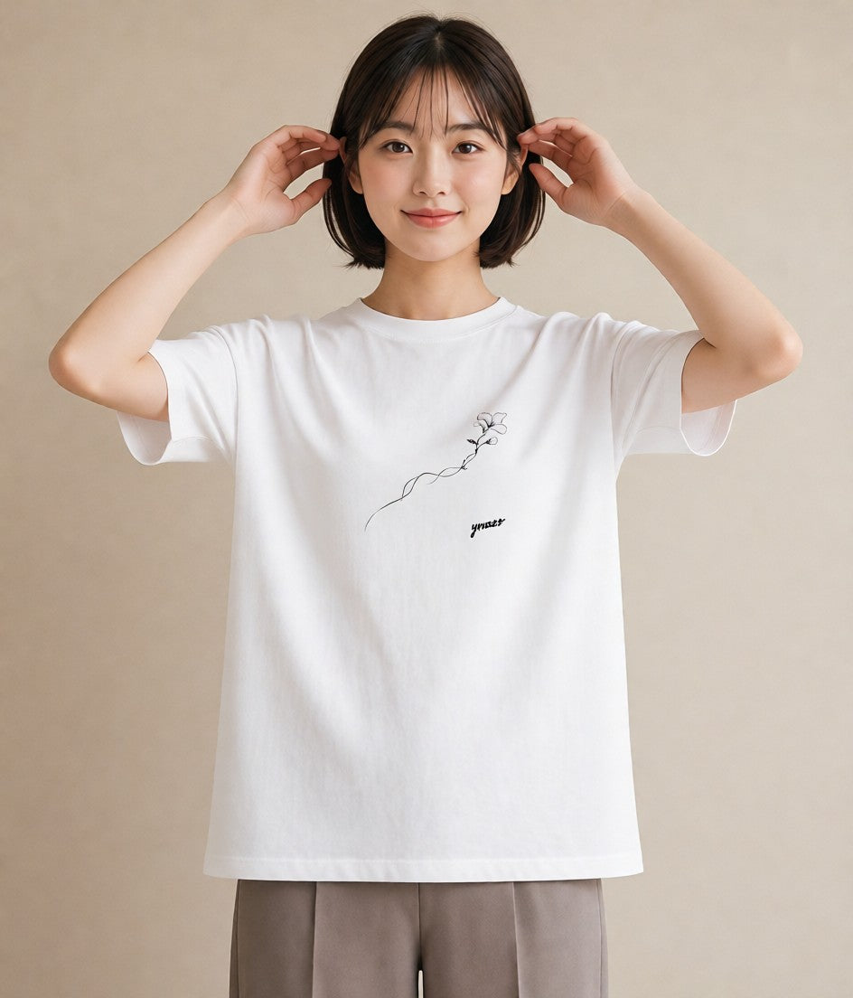 グラフィックTシャツ レディース さくら 桜 桜の枝 イラスト ラフカジュアル 旅行用 海 白T