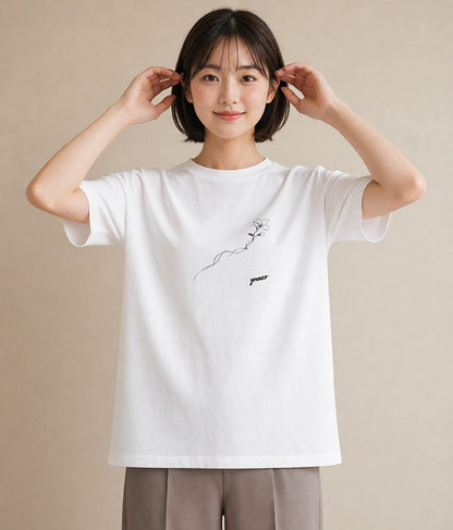 グラフィックTシャツ レディース さくら 桜 桜の枝 イラスト ラフカジュアル 旅行用 海 白T