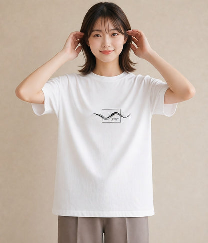 プリントTシャツ レディース 紙の船 水辺 ナチュラル アンティーク イラスト 線画 散歩 お出かけ 白T