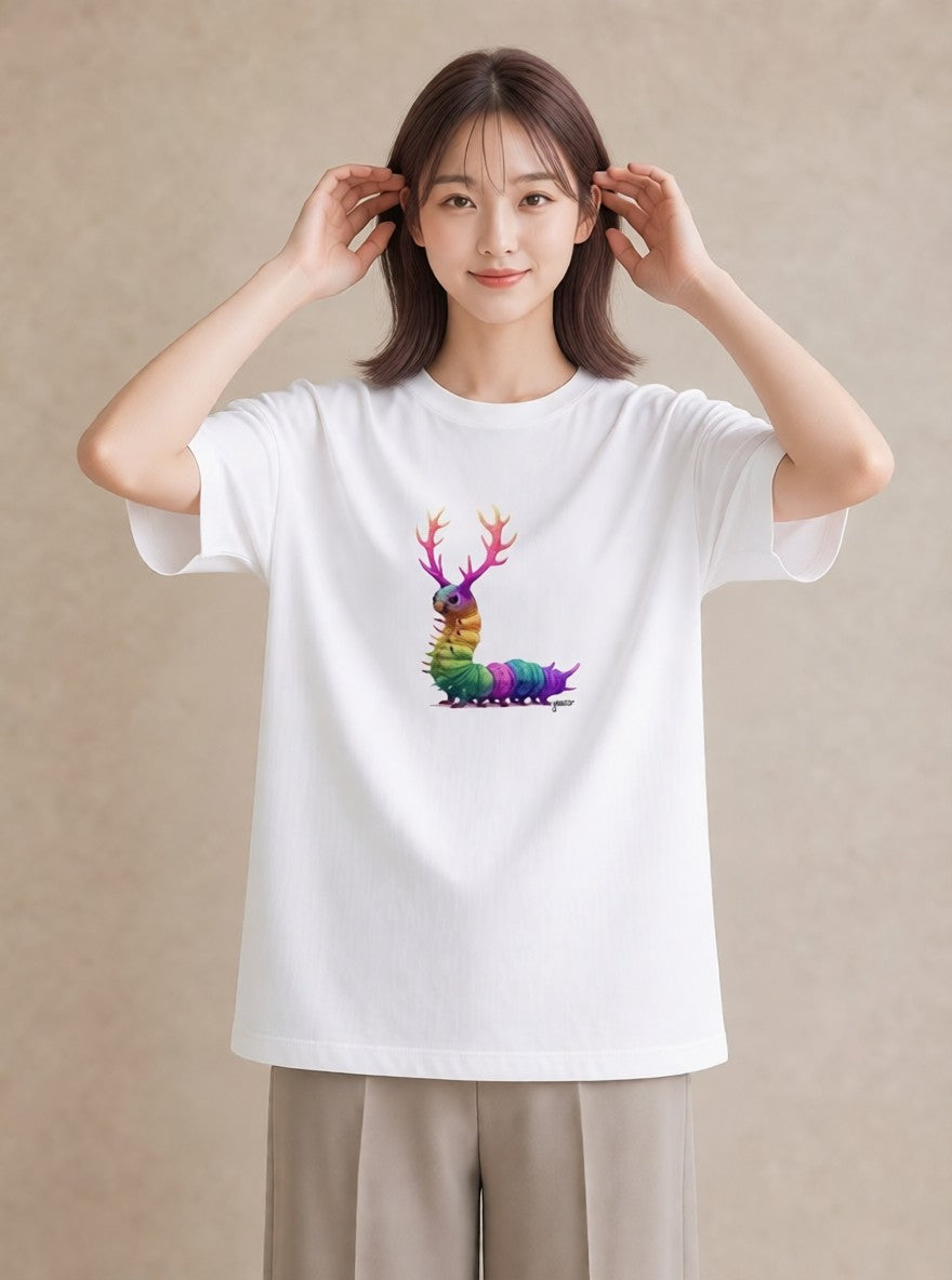 プリントTシャツ レディース クワガタ 昆虫 虫 イラスト ゆるコーデ デイリーウェア 休日 白T