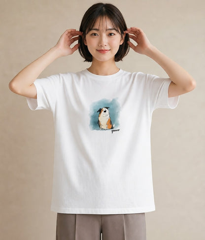 Tシャツ レディース わんこ 犬 いぬ イラスト 旅行コーデ 部屋着 女性向けギフト 白T