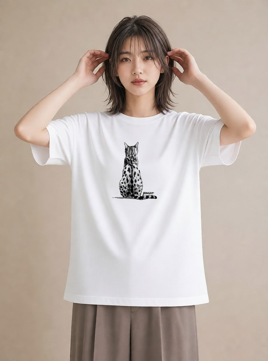 グラフィックTシャツ レディース 三毛猫 みけねこ 三毛 猫 ねこ イラスト ユニーク 誕生日プレゼント 綿100 白T