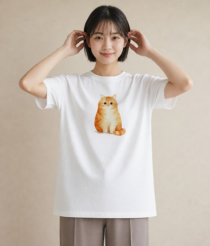 Tシャツ レディース ペルシャ 猫 ねこ イラスト お揃い 親子 白T