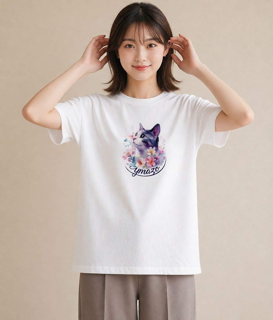 プリントTシャツ レディース 猫の手 猫 ねこ イラスト 手描き風 姉妹 送別ギフト 白T