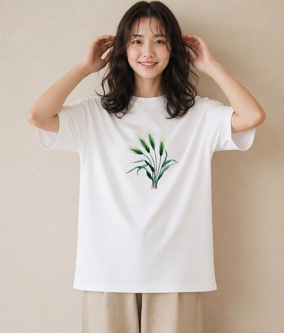 プリントTシャツ レディース 芝生 植物 ボタニカル イラスト 春コーデ 姉妹 白T