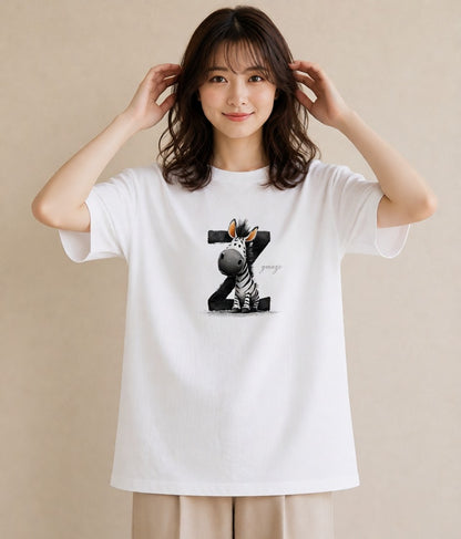 グラフィックTシャツ レディース しまうま 動物 アニマル イラスト ラフカジュアル ビーチ デイリーウェア 白T