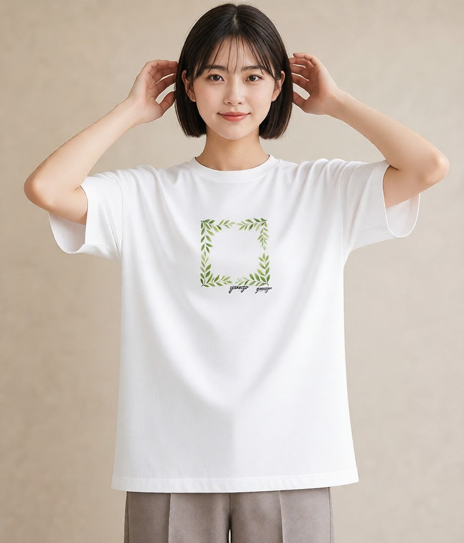 グラフィックTシャツ レディース ボタニカル 植物 イラスト 普段使い カジュアルコーデ 買い物 白T