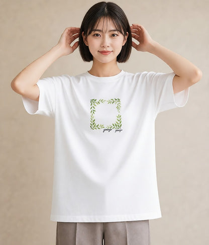 グラフィックTシャツ レディース ボタニカル 植物 イラスト 普段使い カジュアルコーデ 買い物 白T