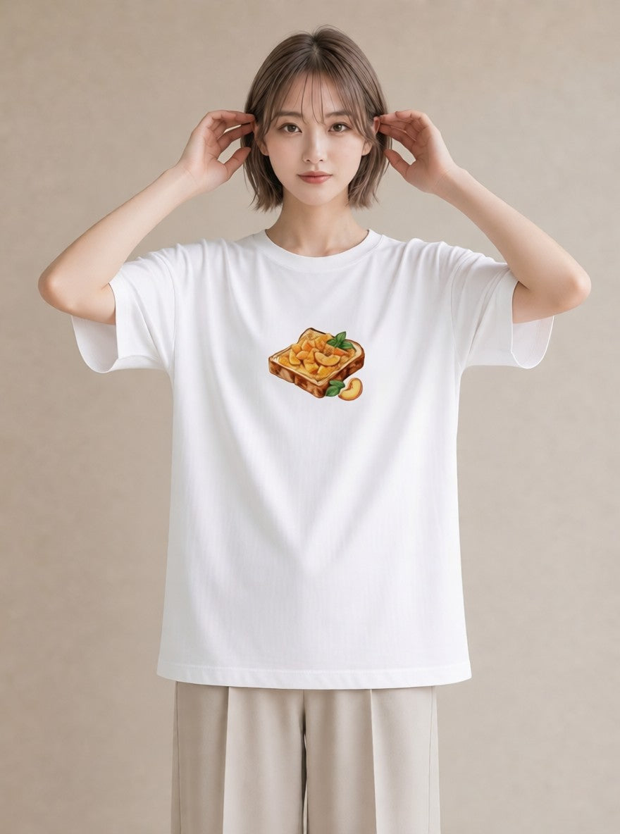 グラフィックTシャツ レディース パン 食べ物 フード イラスト シック 部屋着 女性向けギフト 白T
