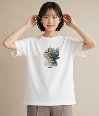 デザインTシャツ レディース 愛猫 猫 ねこ イラスト ボタニカル レイヤード 友達ギフト 白T