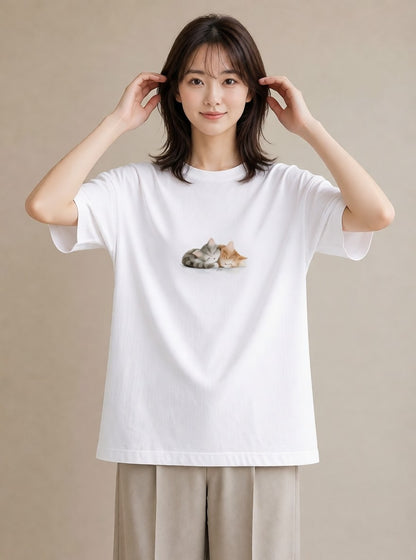 半袖Tシャツ レディース 肉球 猫 ねこ イラスト ゆるコーデ クリスマス 旅行 白T