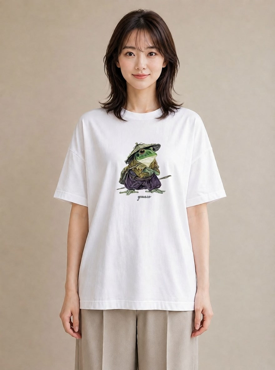プリントTシャツ レディース カエル ペット 動物 イラスト ガーリー カフェ巡り 女子会 白T