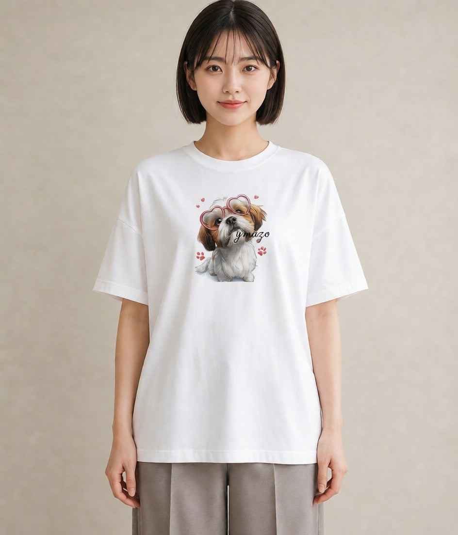 Tシャツ レディース ペキニーズ 犬 いぬ イラスト シンプル ルームウェア ギフト 白T
