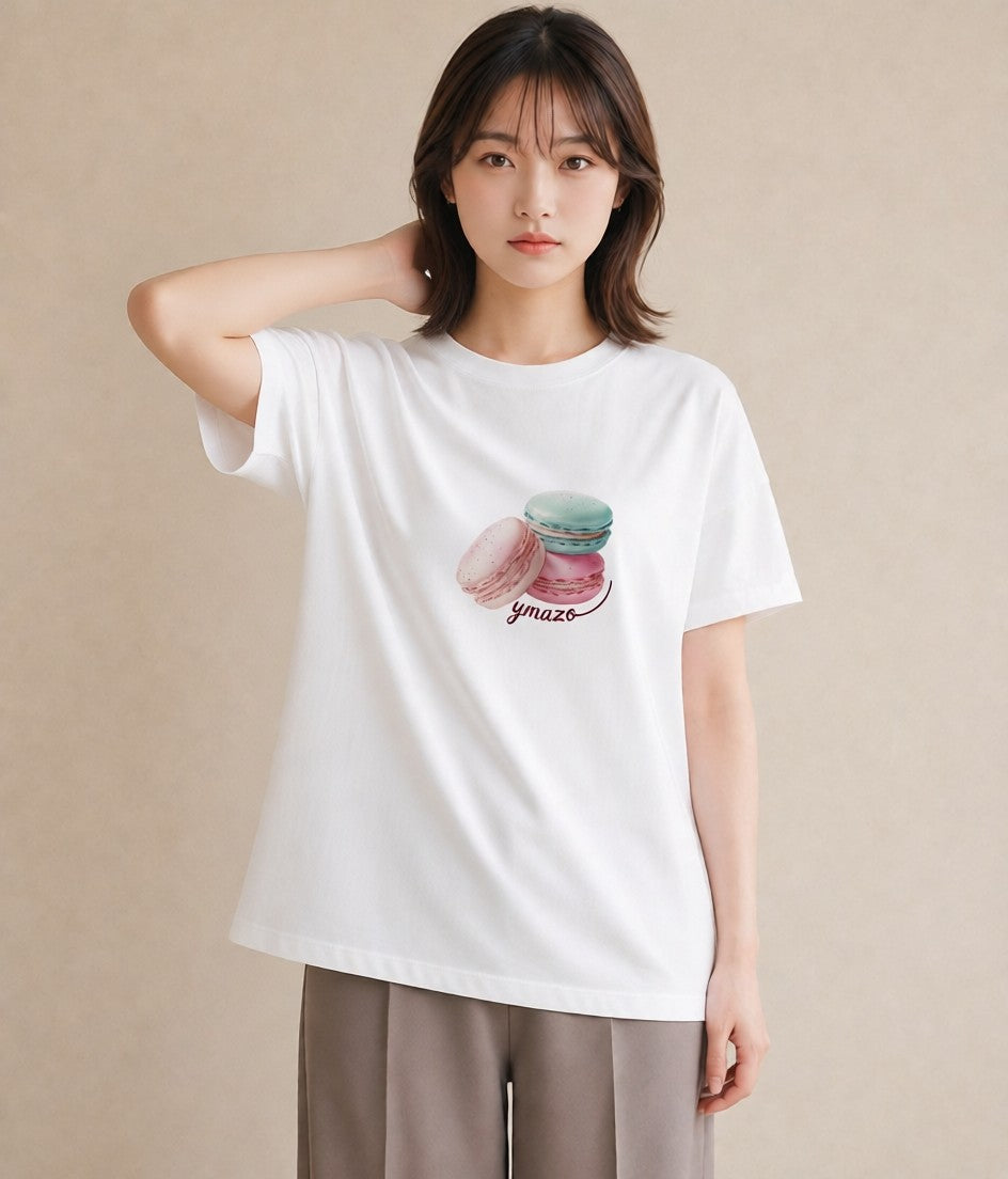 半袖Tシャツ レディース チョコ 食べ物 フード イラスト 上品 ビーチ デイリーウェア 白T